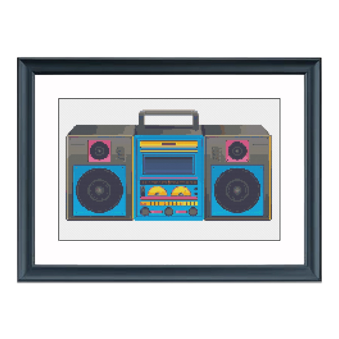 Retro 80s Boombox Cross Stitch Pattern (PDF Pattern) - Etsy