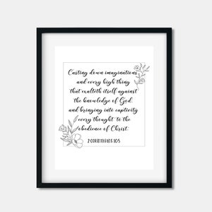 KJV 2 Corinthians 10:5 - Casting down imaginations  - Inspirational KJV Bible Verse Printable Scripture Art - KJV Bible Verse Wall Art