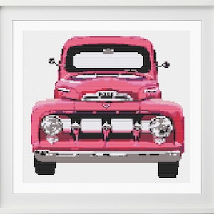 Classic Pink Truck Cross Stitch Pattern - Pattern Only