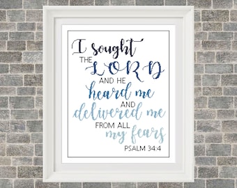 KJV Psalm 34:4 I sought the LORD and he heard me - PDF Cross Stitch Pattern Only