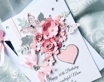 Handmade Birthday Personalised Card  21st 30th 40th 50th 60th 70th 80th 90th 100th Birthday Card Any Age Mum Wife Daughter Wedding Card