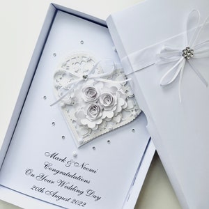 Wedding Day Luxury Handmade Personalised Card Engagement Anniversary Gift Box 3D Card