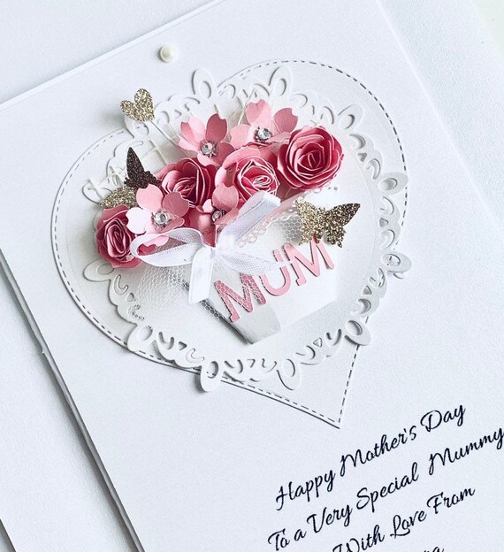 3D Personalised Papercut Mum Nan Birthday Mothers Day Card Unique Design Floral