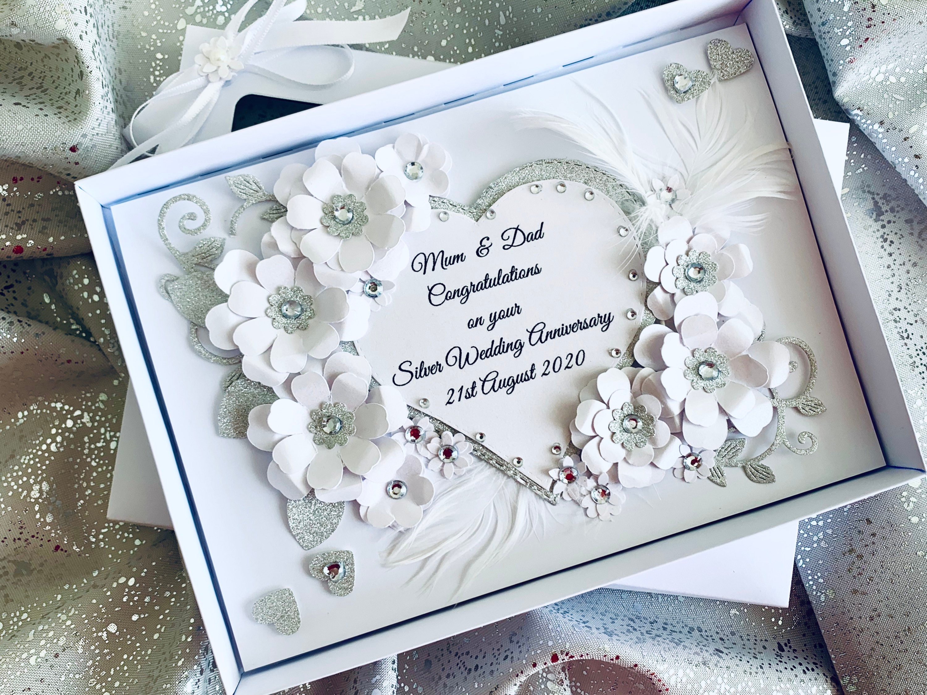 Luxury Handmade Personalised Silver 25th Wedding Anniversary Card ...