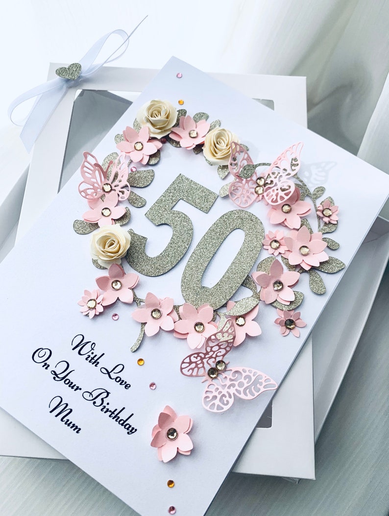 Luxury Handmade Personalised Birthday Card Mum 40th 50th