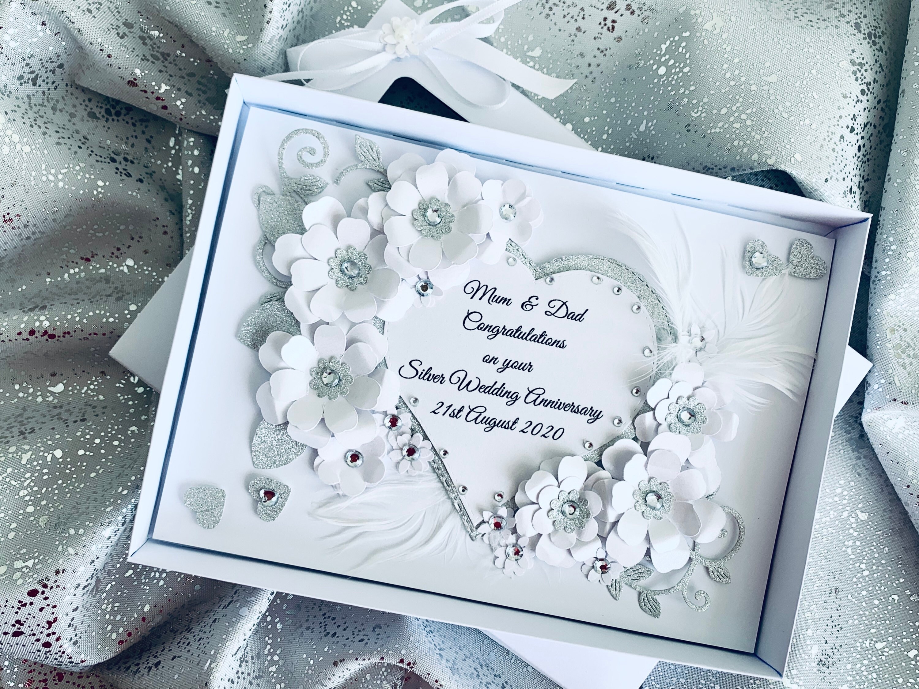 Luxury Handmade Personalised Silver 25th Wedding Anniversary Card ...