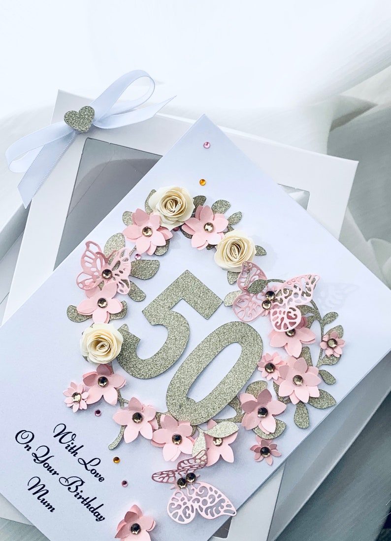 Luxury Handmade Personalised Birthday Card Mum 40th 50th
