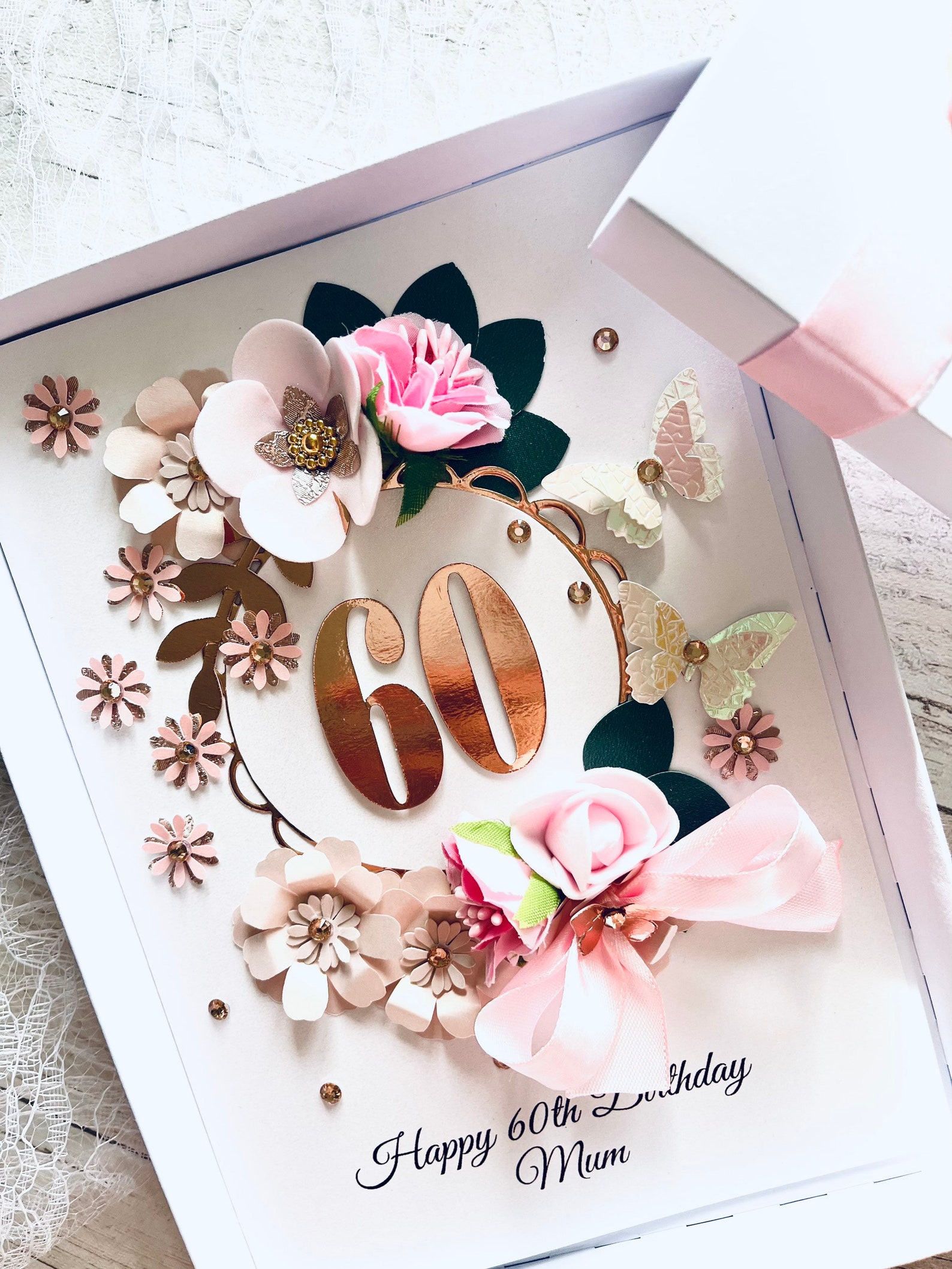 Handmade 60th Birthday Card for Mum Wife Daughter Friend Etsy UK