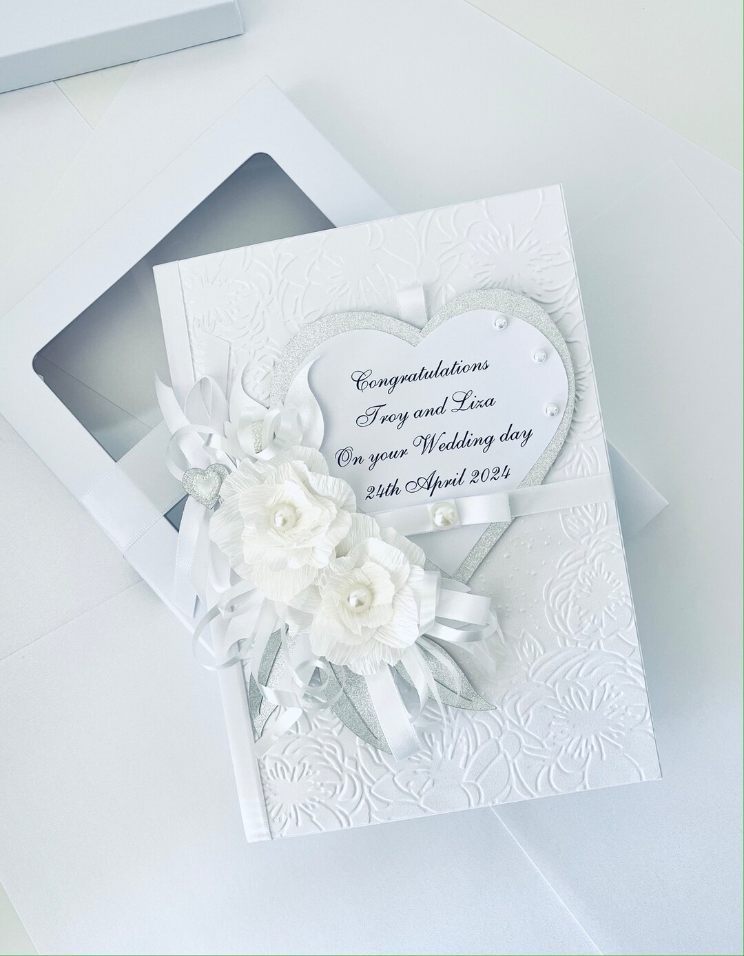 Luxury Wedding Card Handmade Personalised Engagement Anniversary Gift ...