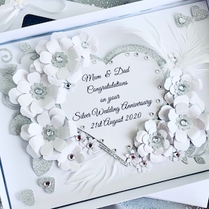 Luxury Handmade Personalised Silver 25th Wedding Anniversary Card ...