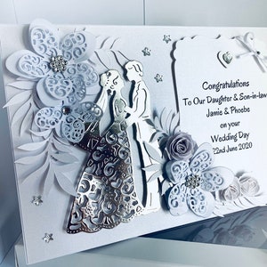 Handmade personalised wedding Card ,Wedding Day Card ,Gift Box ,Engagement ,Anniversary ,Silver wedding Card for son daughter  in law