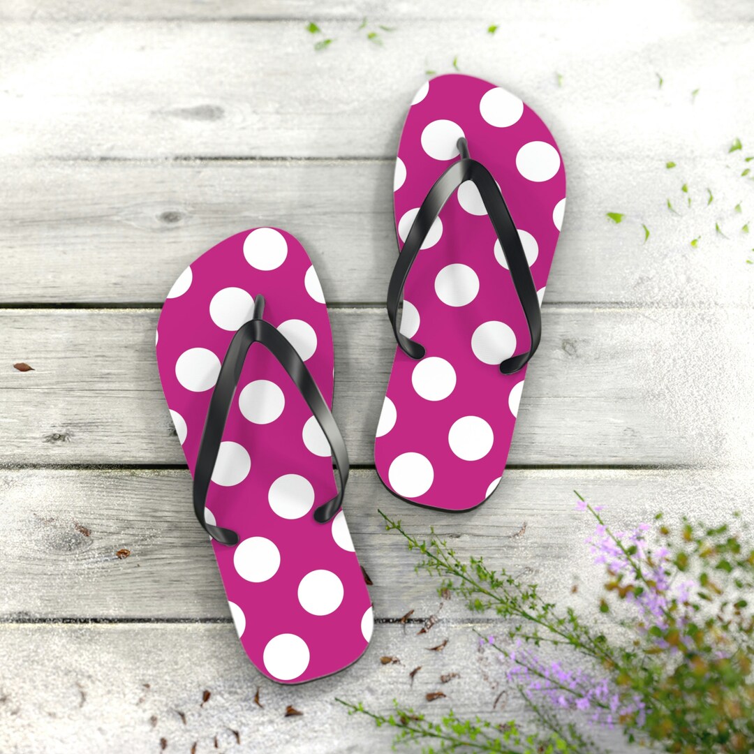 Pink White Polka Dot Flip Flops - Etsy
