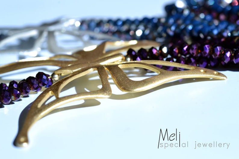 Butterfly NecklaceButterfly JewelryGold Butterfly PendantGlass Necklace Pendant