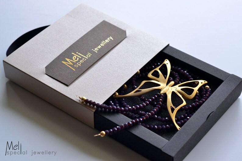 Butterfly NecklaceButterfly JewelryGold Butterfly PendantGlass Necklace Pendant