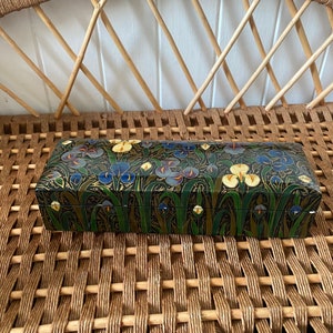 Vintage Hand Painted Lacquer Box |  Kashmiri Box | Hand Painted in Kashmir India | Trinket Box |  Bohemian Decor | Floral Decor | Eclectic