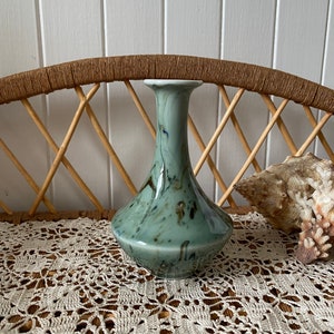 Vintage Ceramic Drip Glaze Vase | Vintage Vase | Green Vase | Ceramic Vase | Metallic Speckled Drip Glaze | Eclectic Home