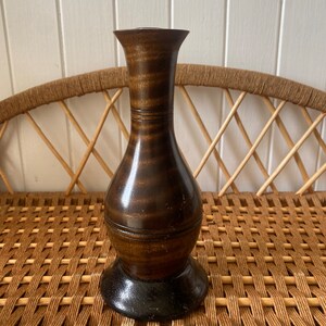 Vintage Turned Wood Vase | Bud Vase | Wood Decor