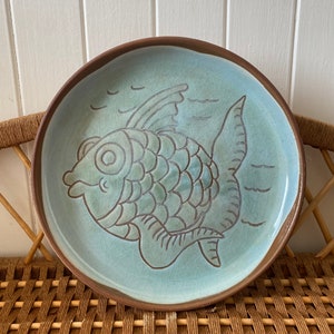Glazed Pottery Fish Plate | Decorative Plate | Coastal Decor