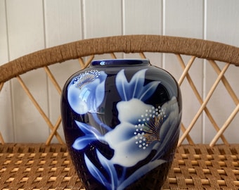 Vintage Japanese Vase | Blue and White Vase