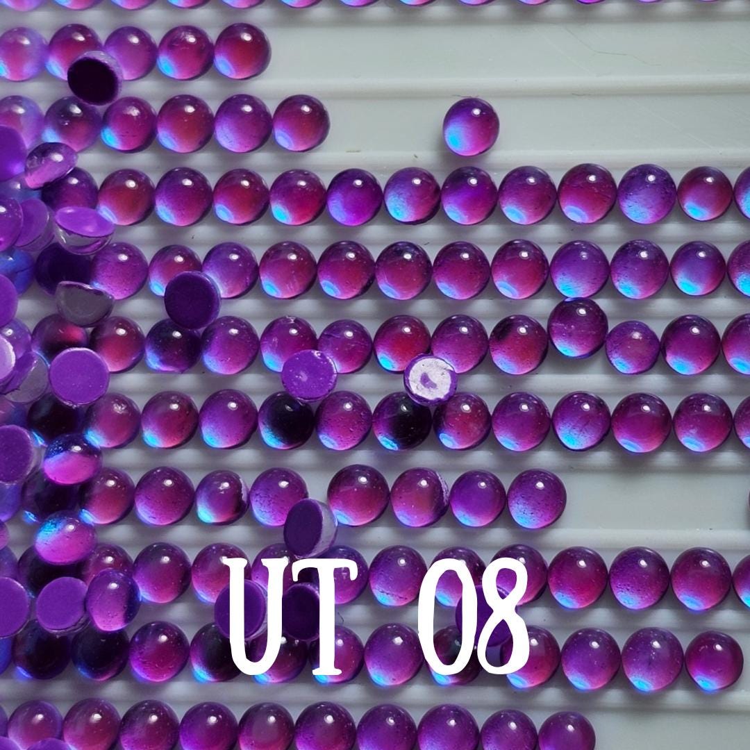 2.9mm - UT08 - Violet Unicorn Tears Round Diamond Art Drills, Enhancements, Embellishments, Flat Back, Rhinestones - 2.9mm