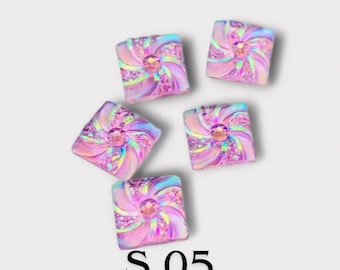 10mm - S05 - Swirlies Diamond Art Drills - pink - 10mm x 10mm