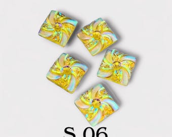 10mm - S06 - Swirlies Diamond Art Drills - yellow - 10mm x 10mm