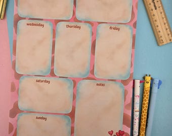 Handmade Weekly Planner - I Love Moo - A4, 21.0 × 29.7 cm, 8.27 × 11.69 in