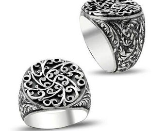 100% Hand Carved Ring, 925 Sterling Silver, Silver Rings, Handmade Jewelry,  Turkish Jewelry, Rings for Men, Gifts for Men, Gifts for Him