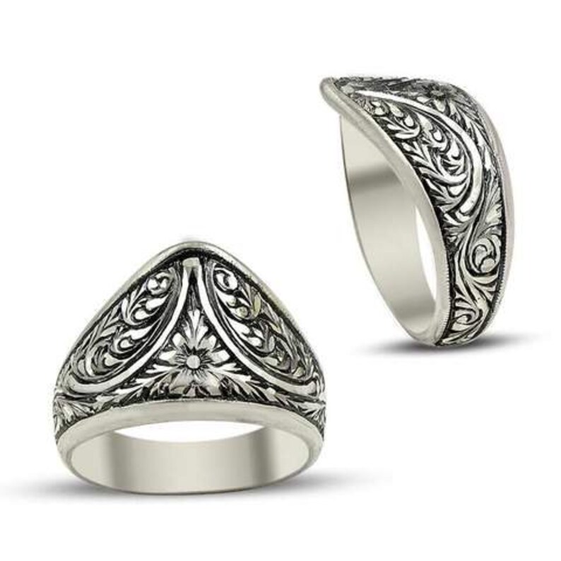 Archers Ring 100 Hand Carved Ring 925 Sterling Silver Etsy