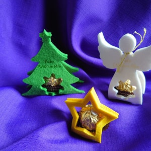Ótima embalagem para a bola dourada! 3 formas de anjo * árvore de Natal * estrela!! não é um produto acabado!!! Arquivo laser formato SVG