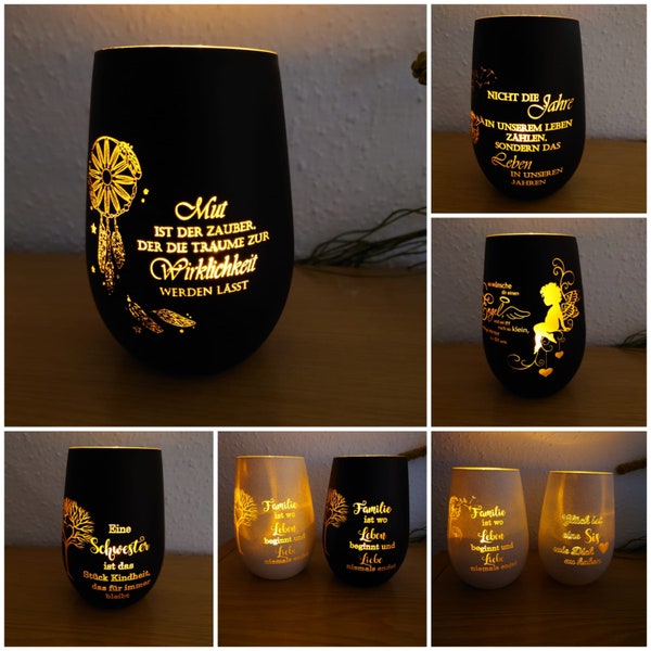 Personalisierter Teelichhalter |  Windlicht aus Glas | Kerzenhalter | Personalisierbares Geschenk