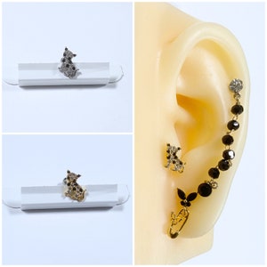 16g Cat Gold and Silver Color Ear Cartilage, Helix, Earlobe Screw Back Barbell Stud Earring