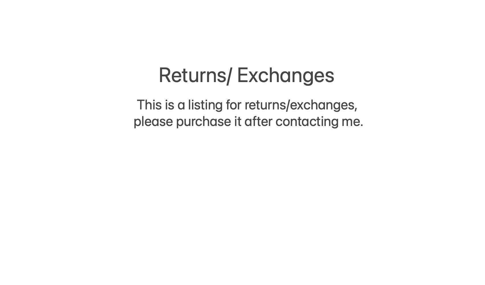 Return/ Exchange Etsy