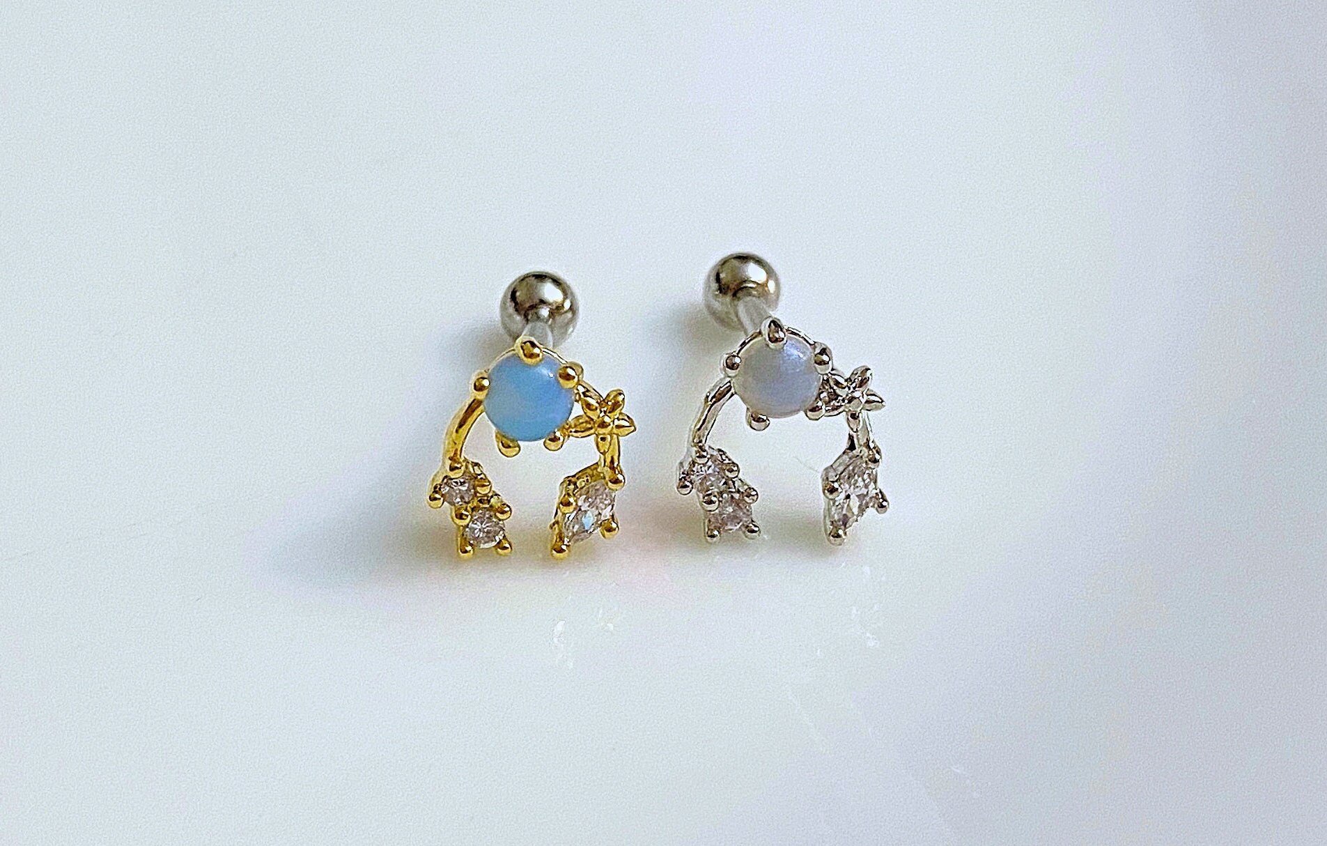 Round Sky Blue Pastel Color C Shape Ear Cartilage, Helix, Conch ...