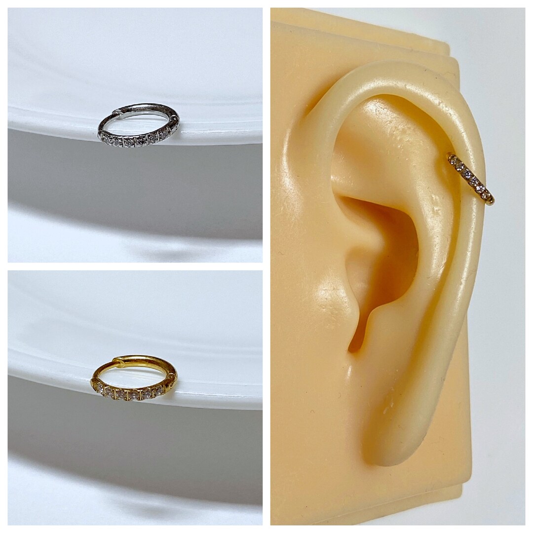 16g Cubic Ring Ear Cartilage and Conch Hoop, Small Hoop Gold and Silver ...