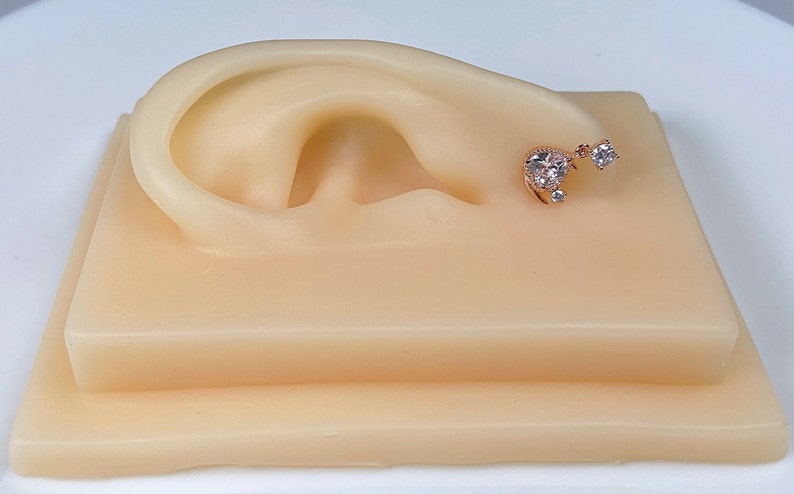 16g Silver and Rose Gold Color Moon Heart Shaped Ear Cartilage Screw ...