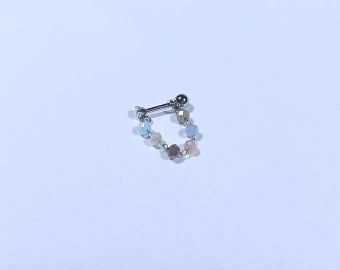 16g Pastel Multi Color Crystal CZ Ear Cartilage, Conch, Earlobe Screw ...