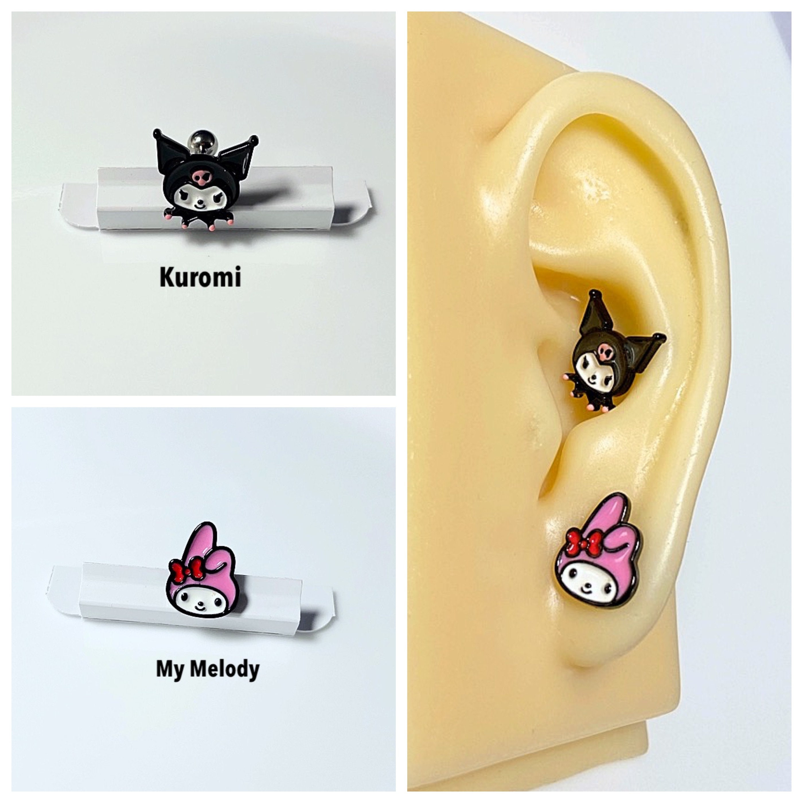 Kuromi and My Melody Ear Cartilage Helix Earlobe Screw Back Etsy