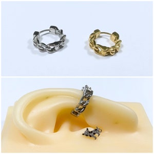 16g Chain Shape Hoop Gold and Silver Color Ear Cartilage, Conch, Earlobe Earring