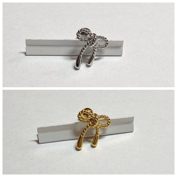 16G Goud en Zilver Kleur Oorkraak oorbel, Ribbon Shape Piercing, Tragus, Conch Schroef Terug Oorbel