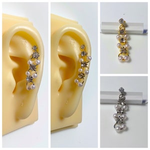 Perle und Kristall Zirkonia Ohrstecker Gold und Silber Farbe Knorpel, Helix, Ohrläppchen 16g Schraubrücken Ohrstecker Barbell Ohrring