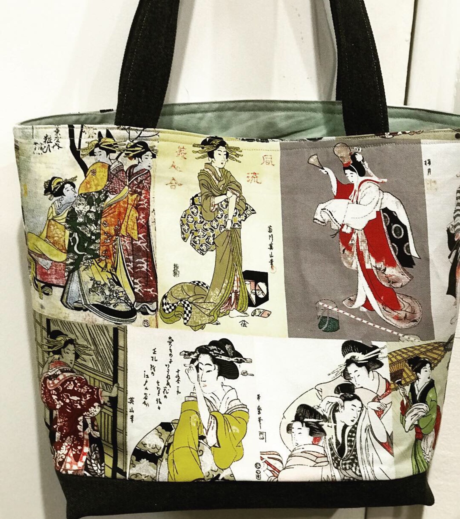 Japanesethemed fabric tote bag shoulder bag market bag Etsy