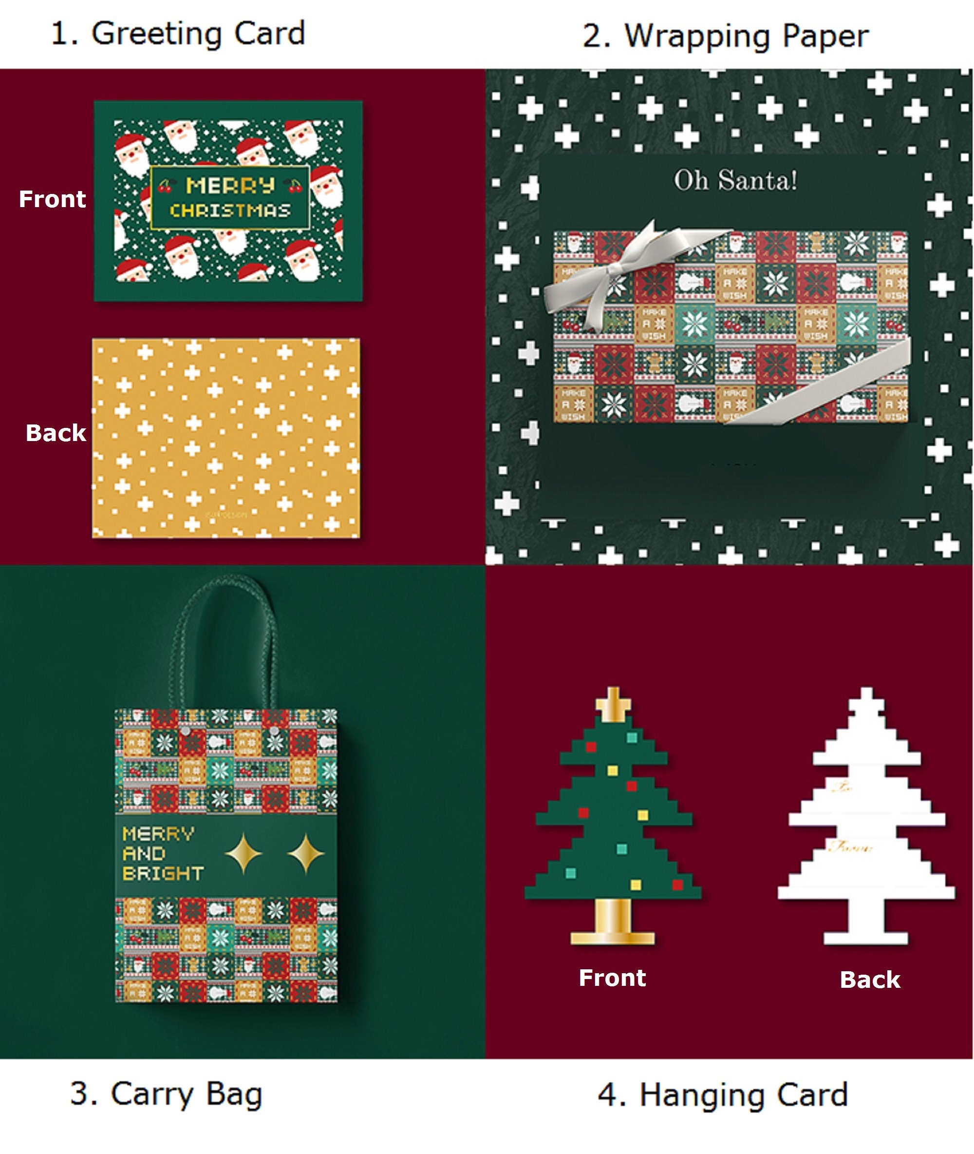 Christmas Wrapping Paper Set 2Wrapping Paper 1 Carry Bag & Etsy