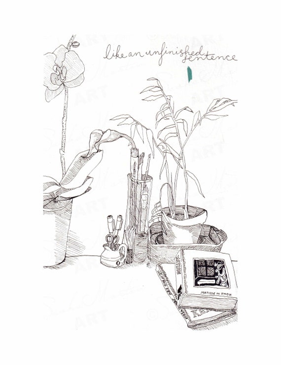 Like An Unfinished Sentence Illustration Print Her Studio Studio Oasis Sanctuary House Plants