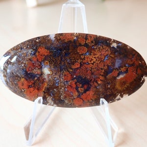Red Plume Agate Cabochon: Patterned Gemstone (67x35x6mm)
