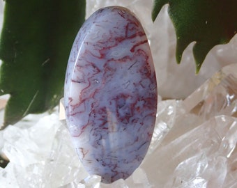 Marta Ranch Moss Agate Cabochon, Blueish Purple with White, From a Veteran Owned Studio 124L0023
