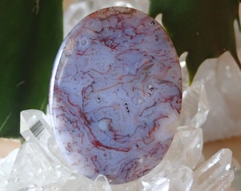 Marta Ranch Moss Agate Cabochon, Blueish Purple with White, From a Veteran Owned Studio  124L0019