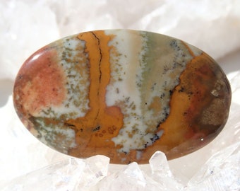 Cabochão de Jaspe Paisagem, Gema Bege Azulada, Pedra para Fabricação de Joias 125L0370