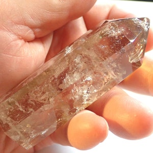 Rock Crystal Clear Quartz Polished Point verging into Smoky Quartz, Natural Smoky Quartz Point From Brazil Smoky Quartz Raw.