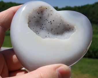 Brazilian Agate Heart, Carved Crystal Heart, Nature Stone Heart, From a Veteran Owned Studio 1501L0061